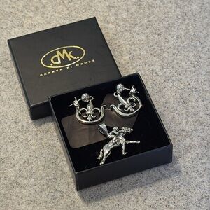 Darren K. Moore Kentucky Derby Fleur de Lis Earrings & Horse and Jockey Pendant